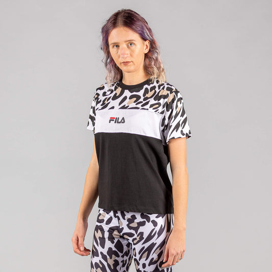 Fila Anokia Aop Blocked Tee Bold Leo Allover-Black-Bright White
