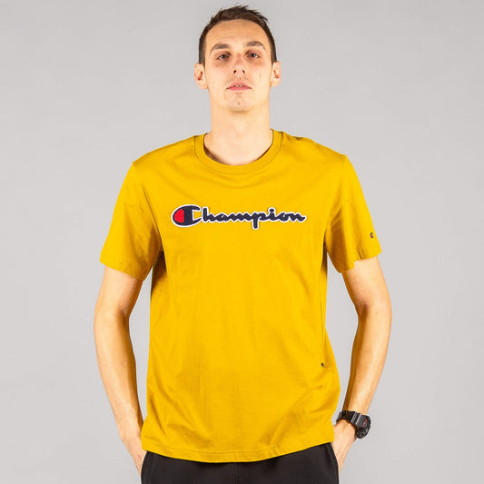 Champion Logo Crewneck T-Shirt Yellow