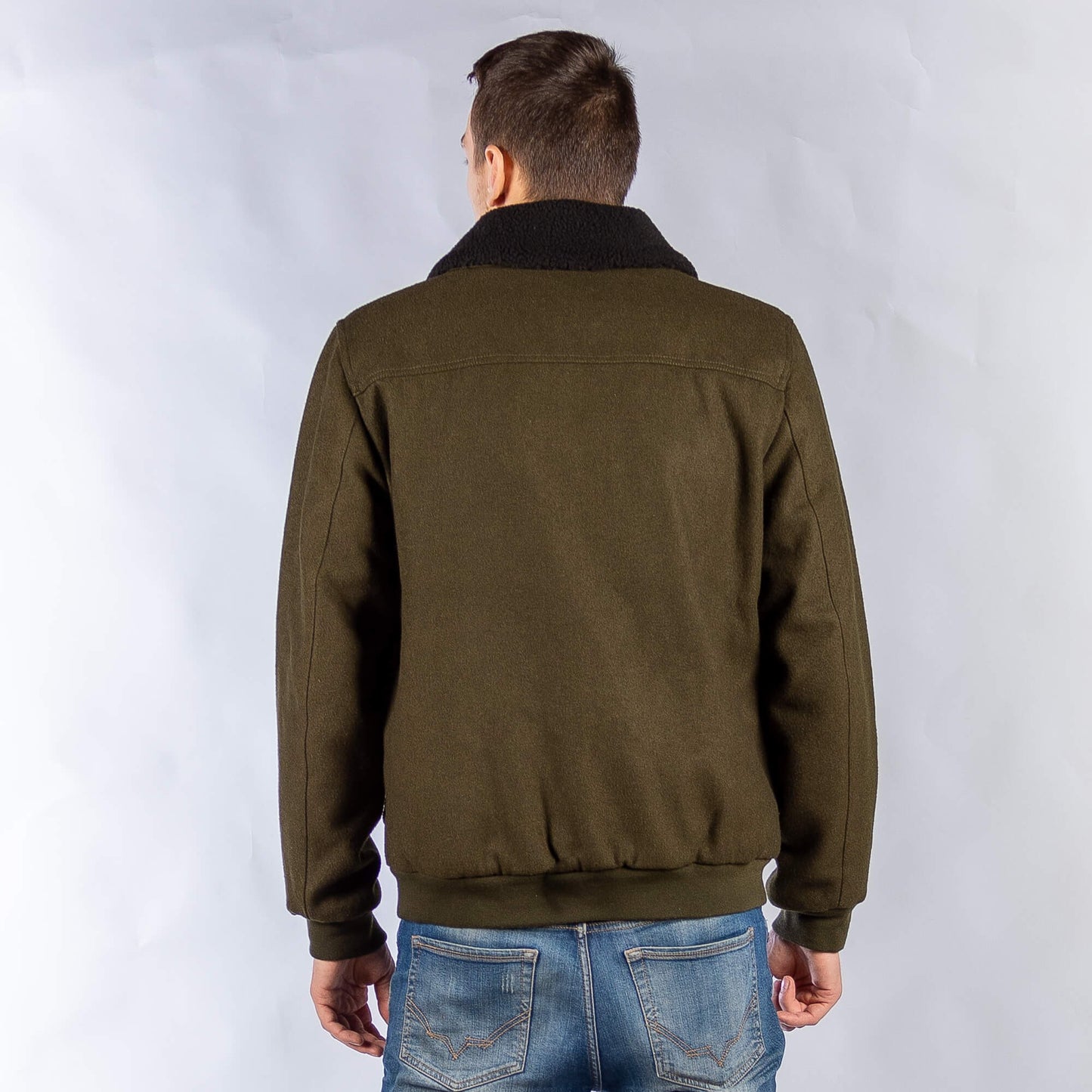 Shine Original Dexter Wool Bomber Jacket Dk. Army