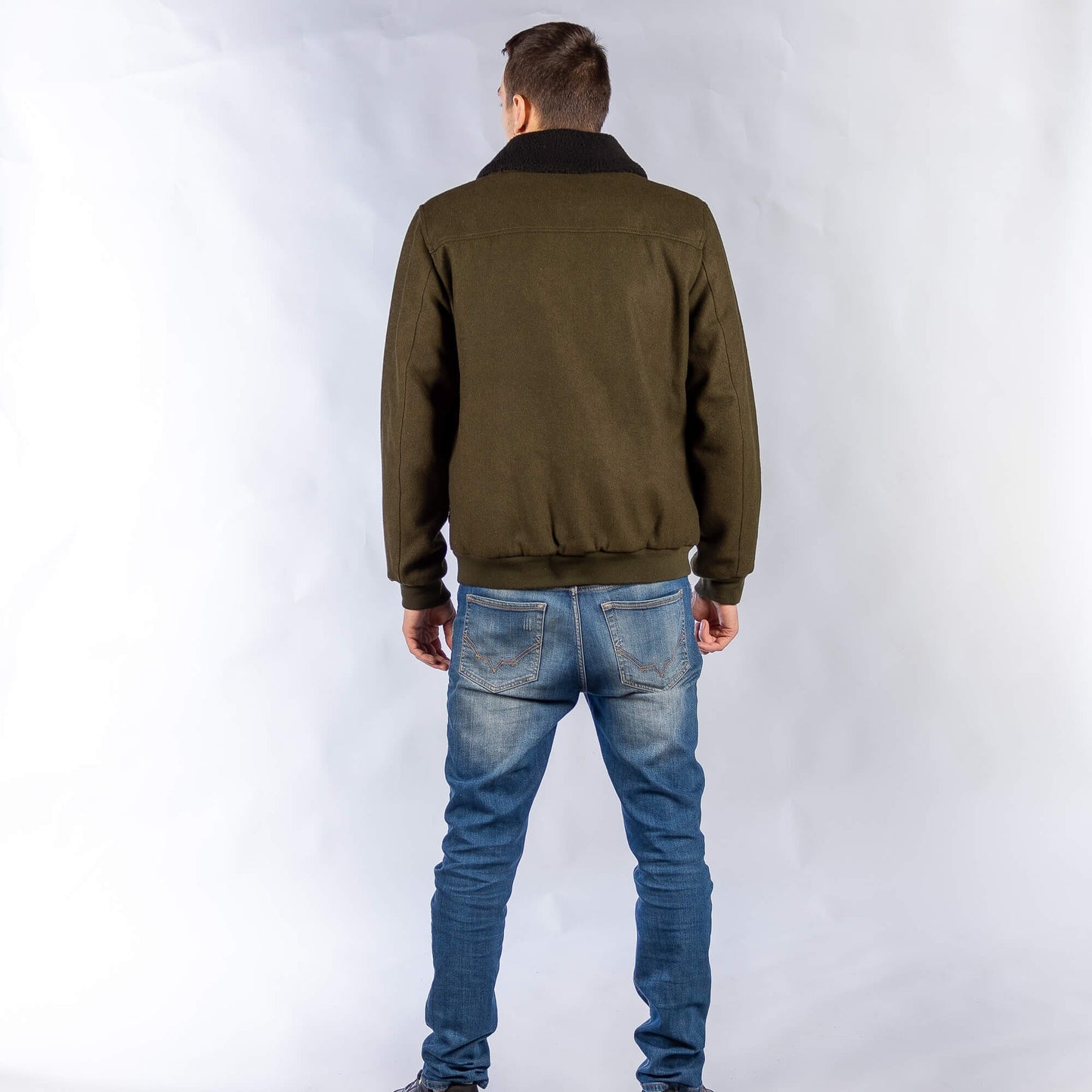 Shine Original Dexter Wool Bomber Jacket Dk. Army