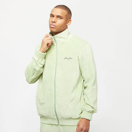 Sean John Script Logo Essential Velours Trackjacket light green