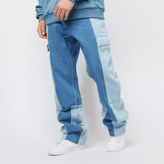 Sean John Script Logo Patched Denim light blue/medium blue
