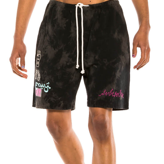 Grimey Wear Day Dreamer Bleached Sweatshorts Bleached Black