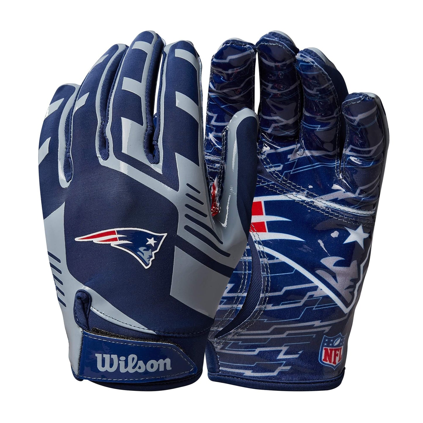 Wilson YTH NFL Stretch Fit Gloves New England Patriots (Sz. Kids)