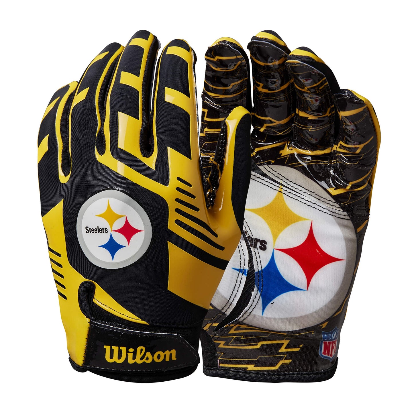 Wilson YTH NFL Stretch Fit Gloves Pittsburgh Steelers (Sz. Kids)