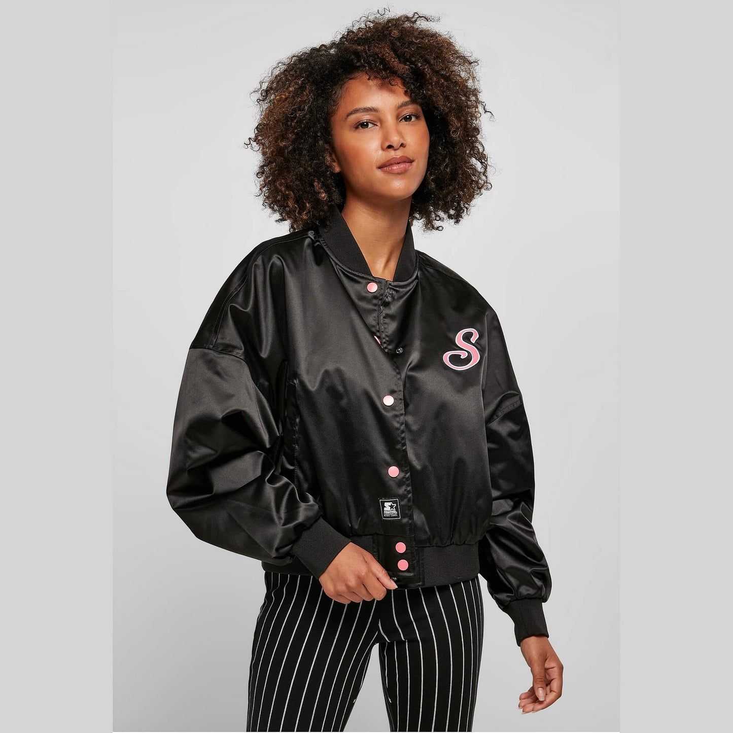 Ladies Starter Satin College Jacket black