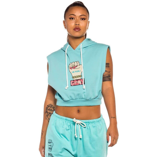 GRMY GRIMEY WEAR DAY DREAMER GIRL SLEEVELESS HOODIE BLUE
