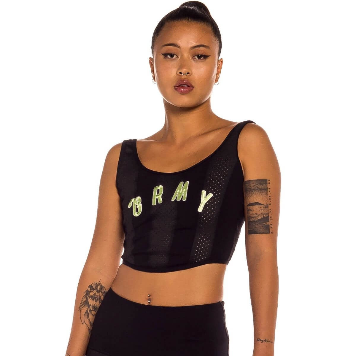 GRMY GRIMEY WEAR JUNGLE PUNCH GIRL MESH TANK TOP BLACK