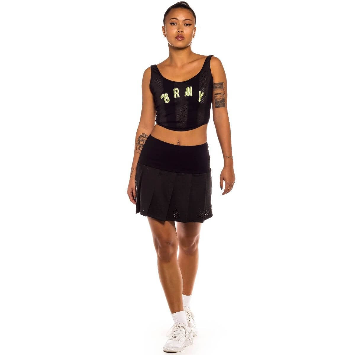 GRMY GRIMEY WEAR JUNGLE PUNCH GIRL MESH TANK TOP BLACK