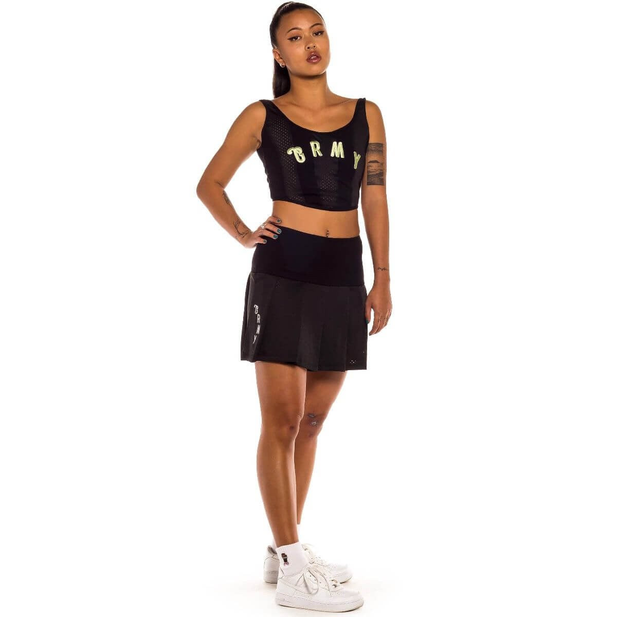GRMY GRIMEY WEAR JUNGLE PUNCH GIRL MESH TANK TOP BLACK