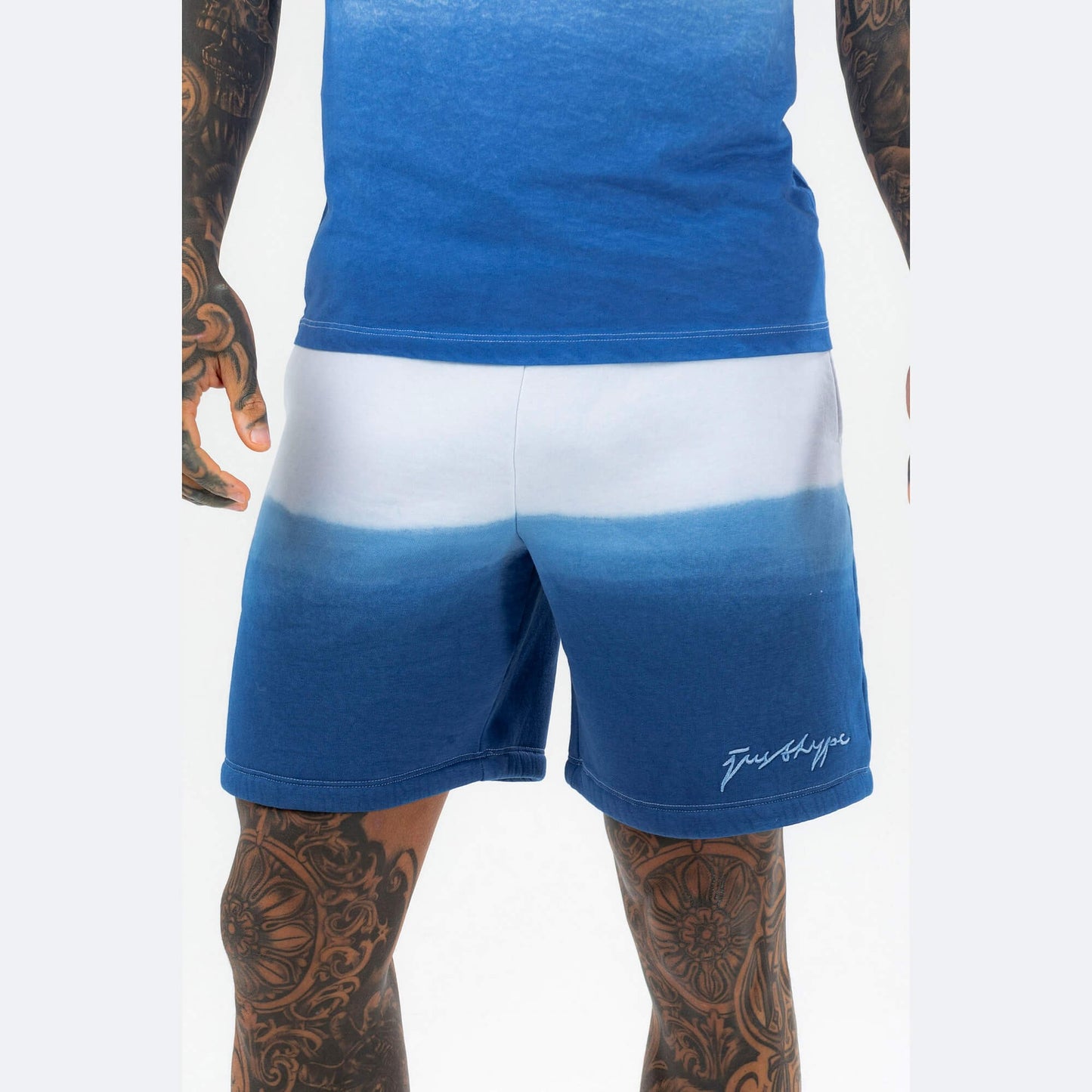 Hype Mens Blue Lake Fade Scribble Shorts Blue
