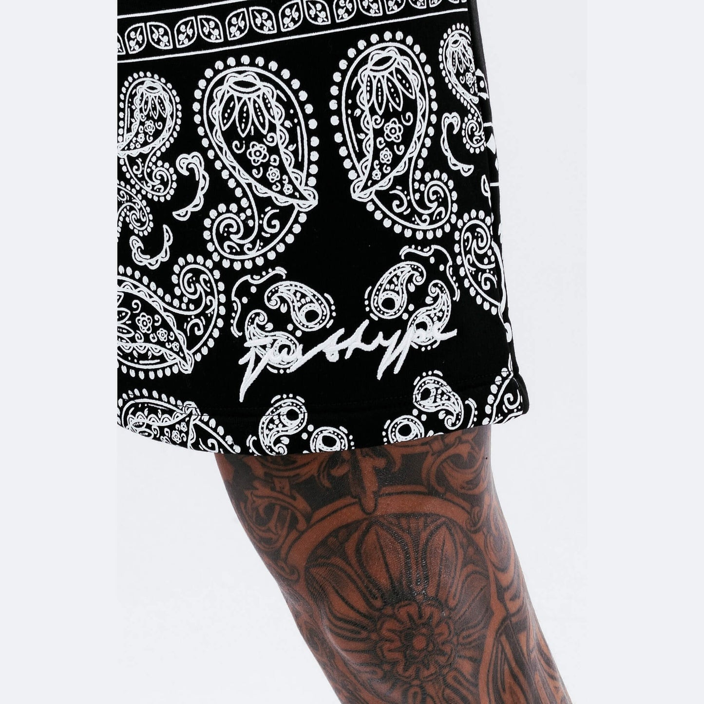 Hype Mens Black Paisley Palm Scribble Shorts Black