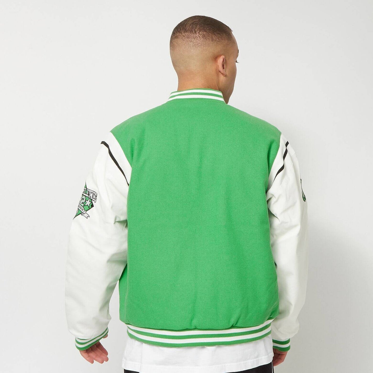 FUBU College Fake Leather Jacket green/white/black