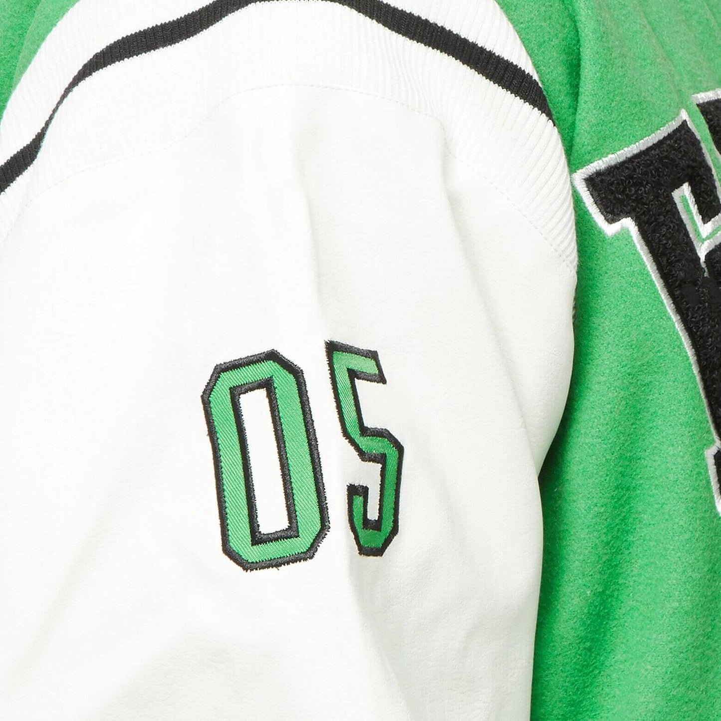 Kožená bunda FUBU College Fake Leather Jacket zelená/biela