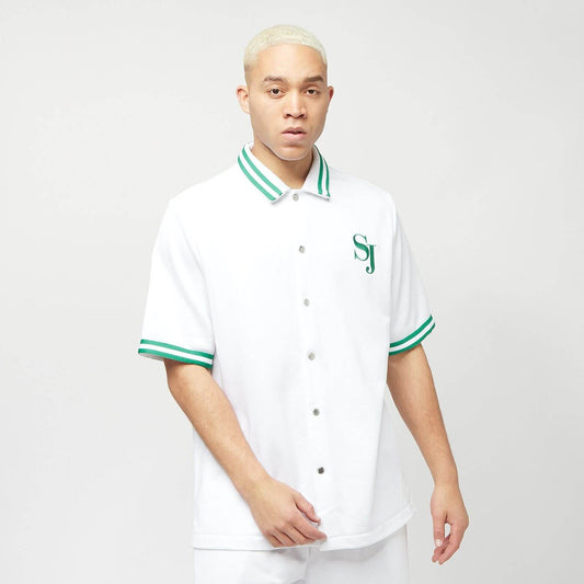 Sean John Monogram Logo Short Sleeve Terry Overshirt white/green