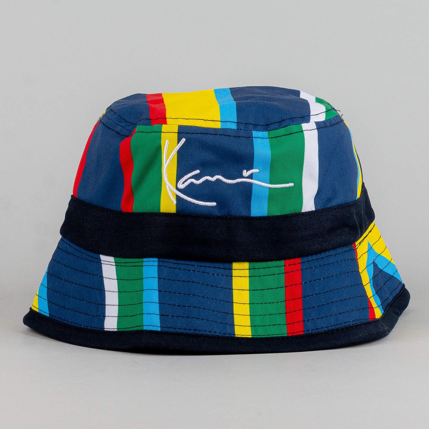Karl Kani KK Signature Reversible Stripe Bucket Hat navy/red/yellow