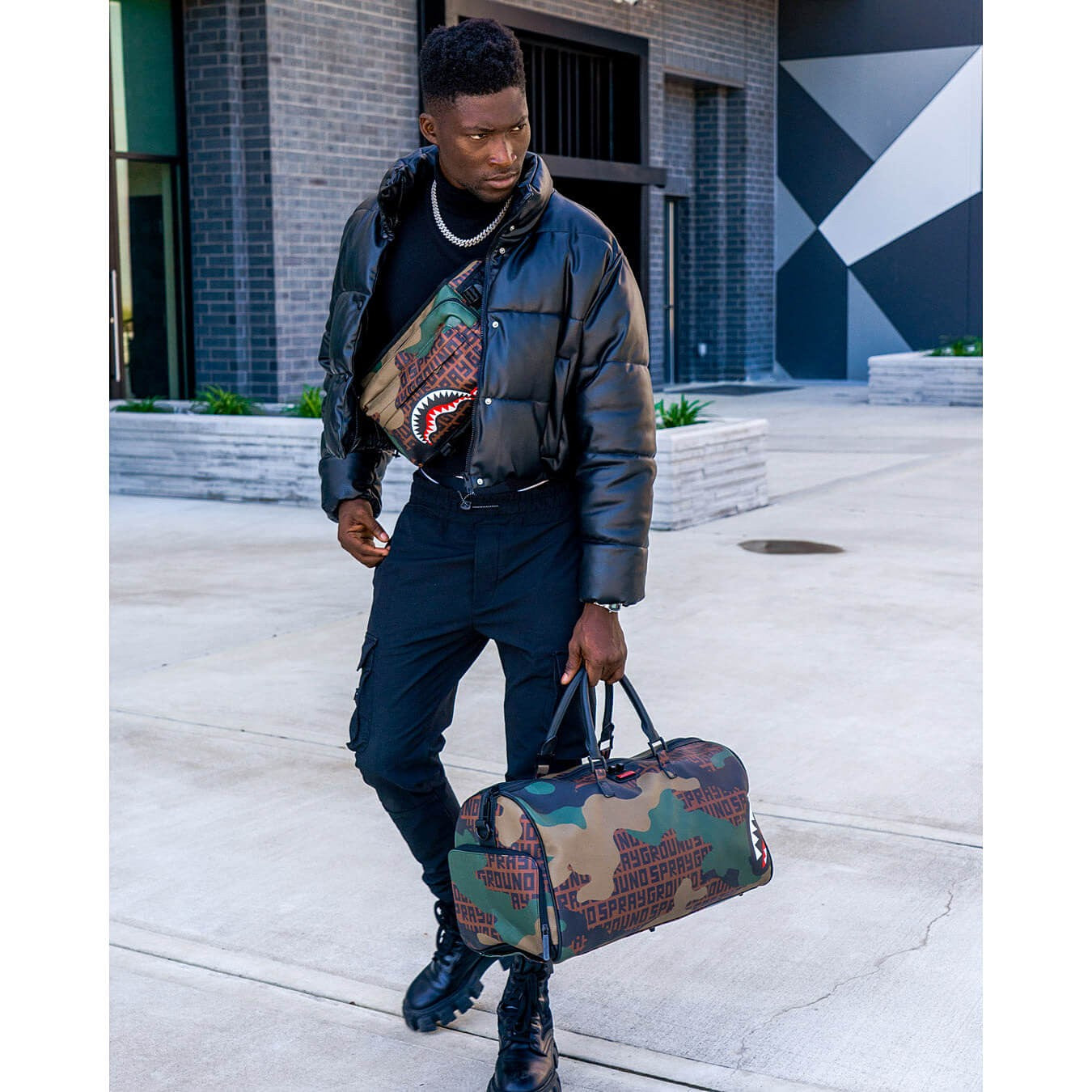 Sprayground camo jacket sales