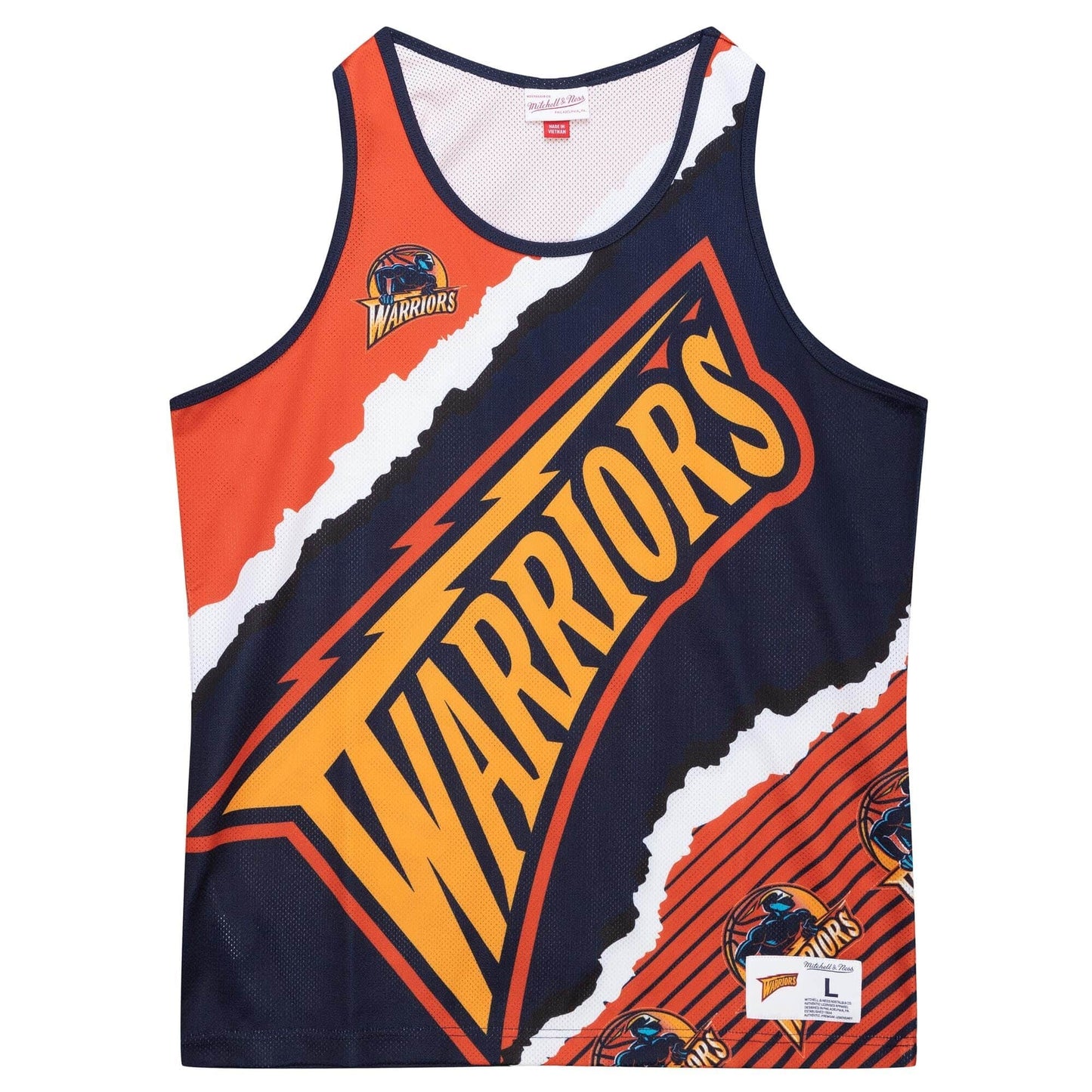 Tielko Mitchell & Ness NBA Jumbotron 2.0 Sublimated Tank GOLDEN STATE WARRIORS tmavomodro-oranžové