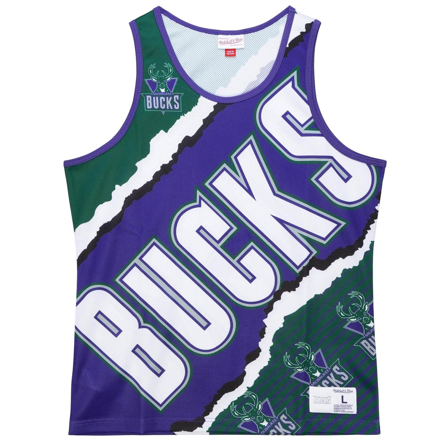 Tielko Mitchell & Ness NBA Jumbotron 2.0 Sublimated Tank MILWAUKEE BUCKS zeleno-fialové