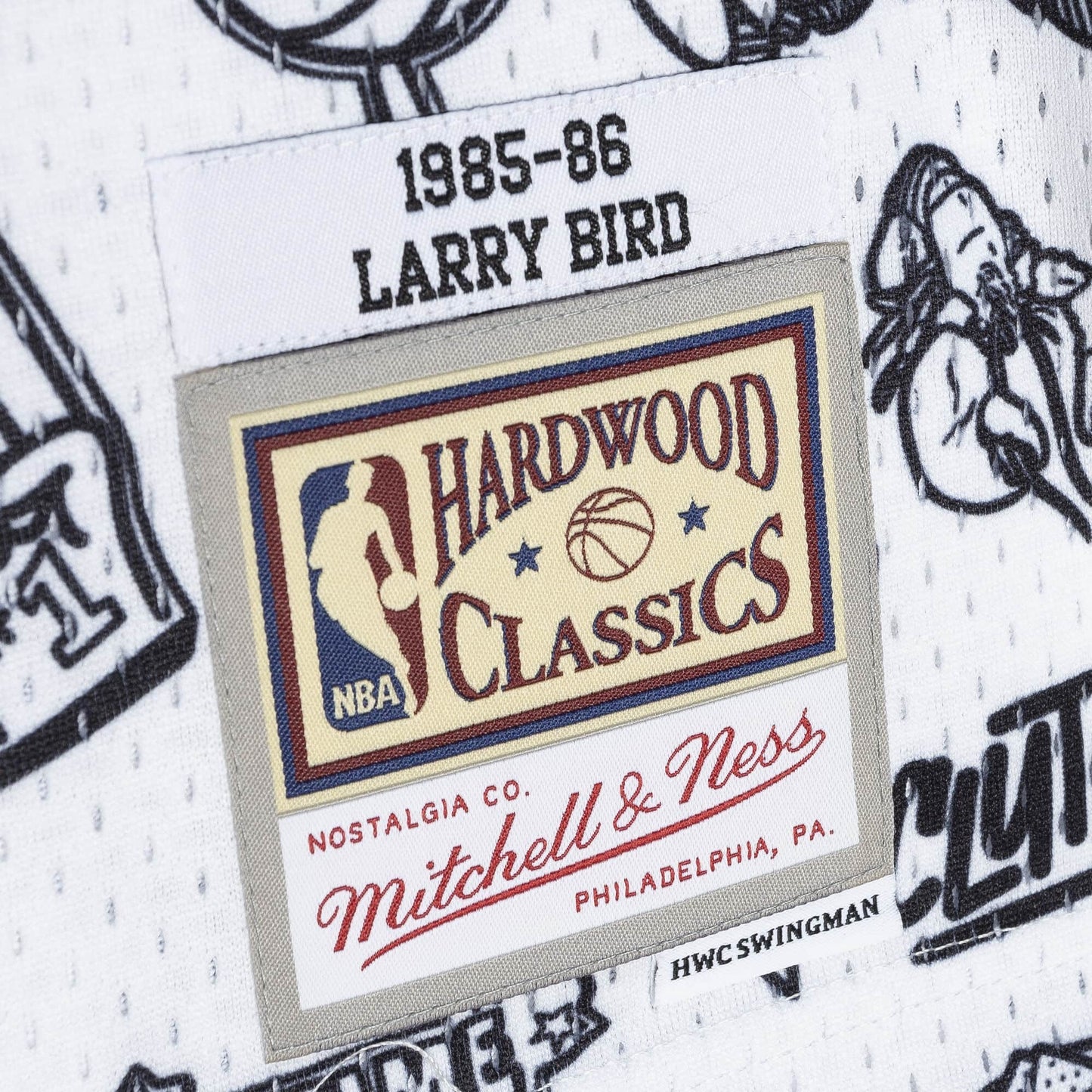 Mitchell & Ness NBA Doodle Swingman Jersey BOSTON CELTICS LARRY BIRD PATTERN / WHITE