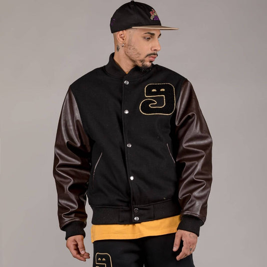 Vlnená bunda bomber Grimey Wear Lust Mantra Wool Baseball Jacket Black čierna