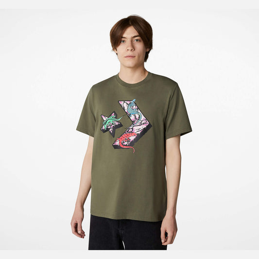 Converse Star Chevron Exotic Lizard Graphic T-Shirt Olive