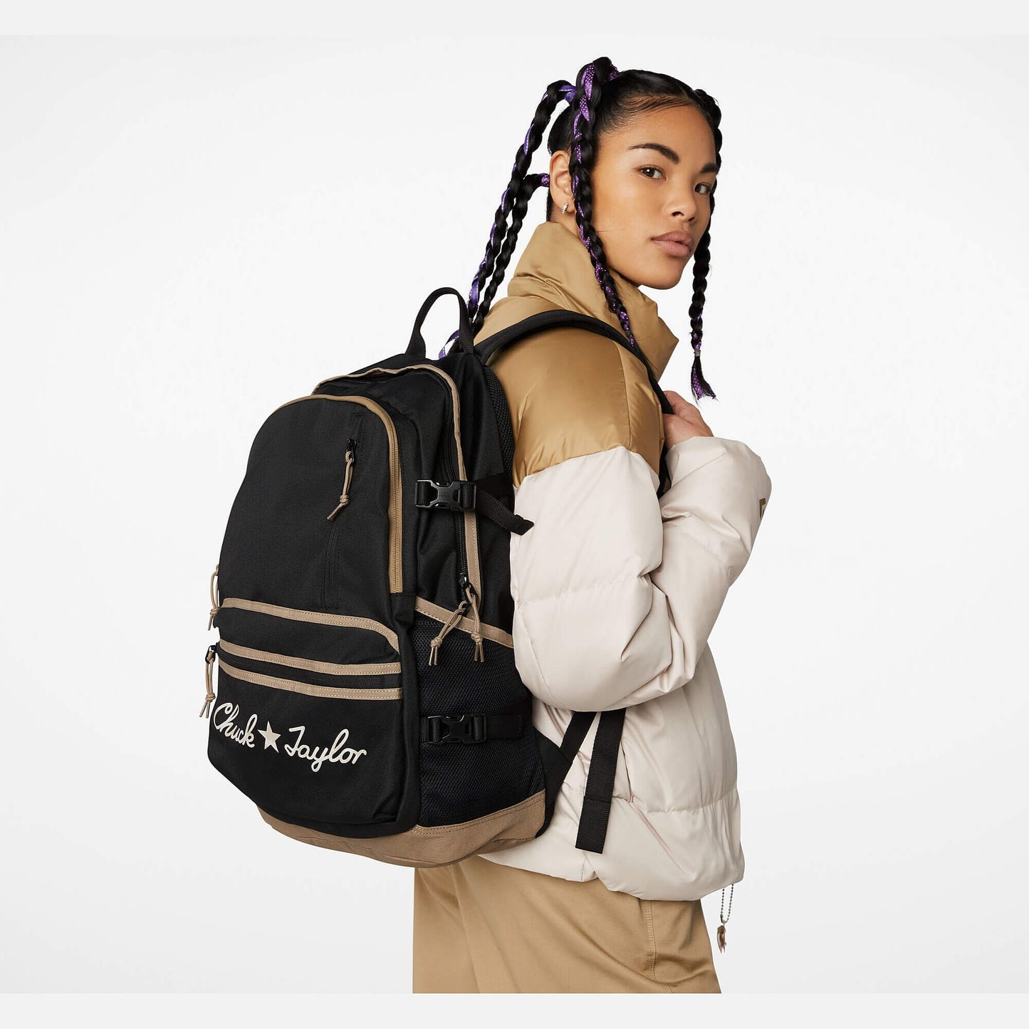 Converse Straight Edge Backpack Large L Black/Sandalwood/White