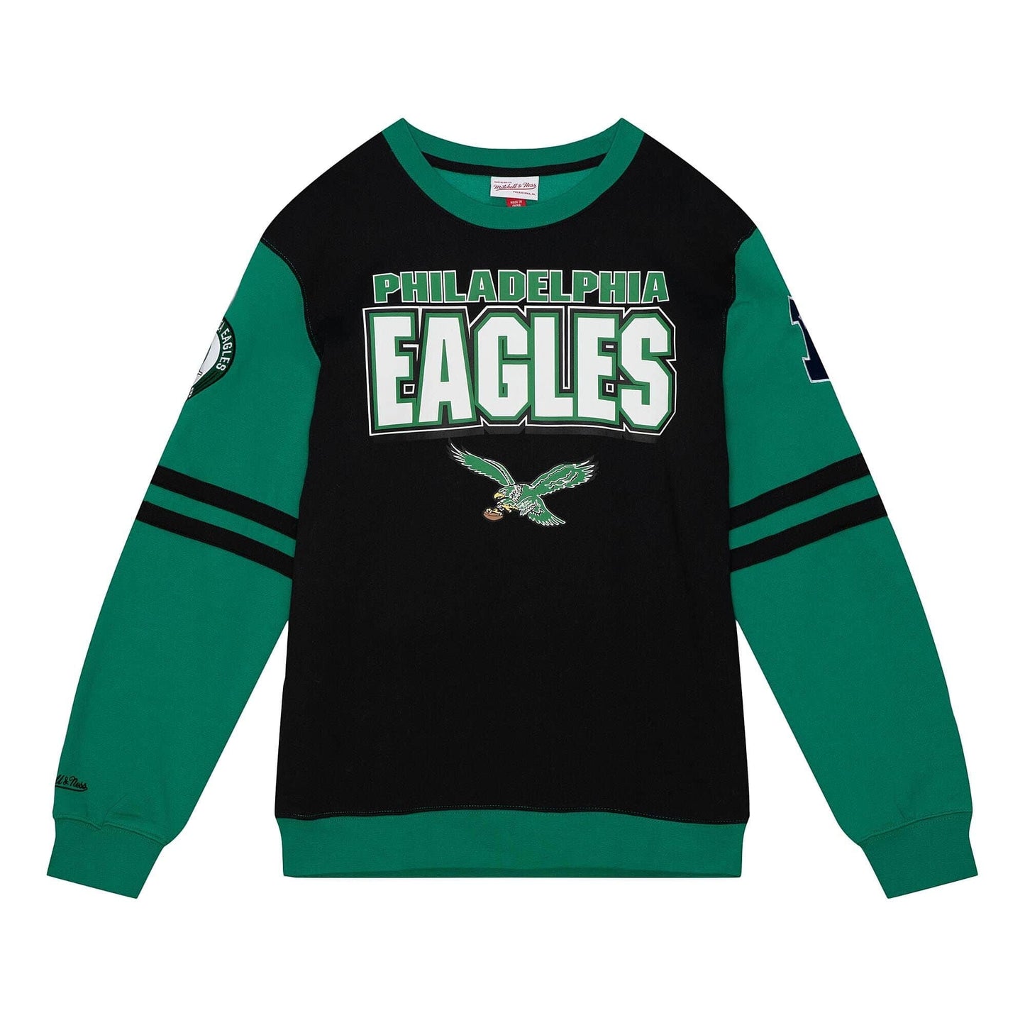 Mikina Mitchell & Ness NFL All Over Crew 2.0 PHILADELPHIA EAGLES čierna/zelená