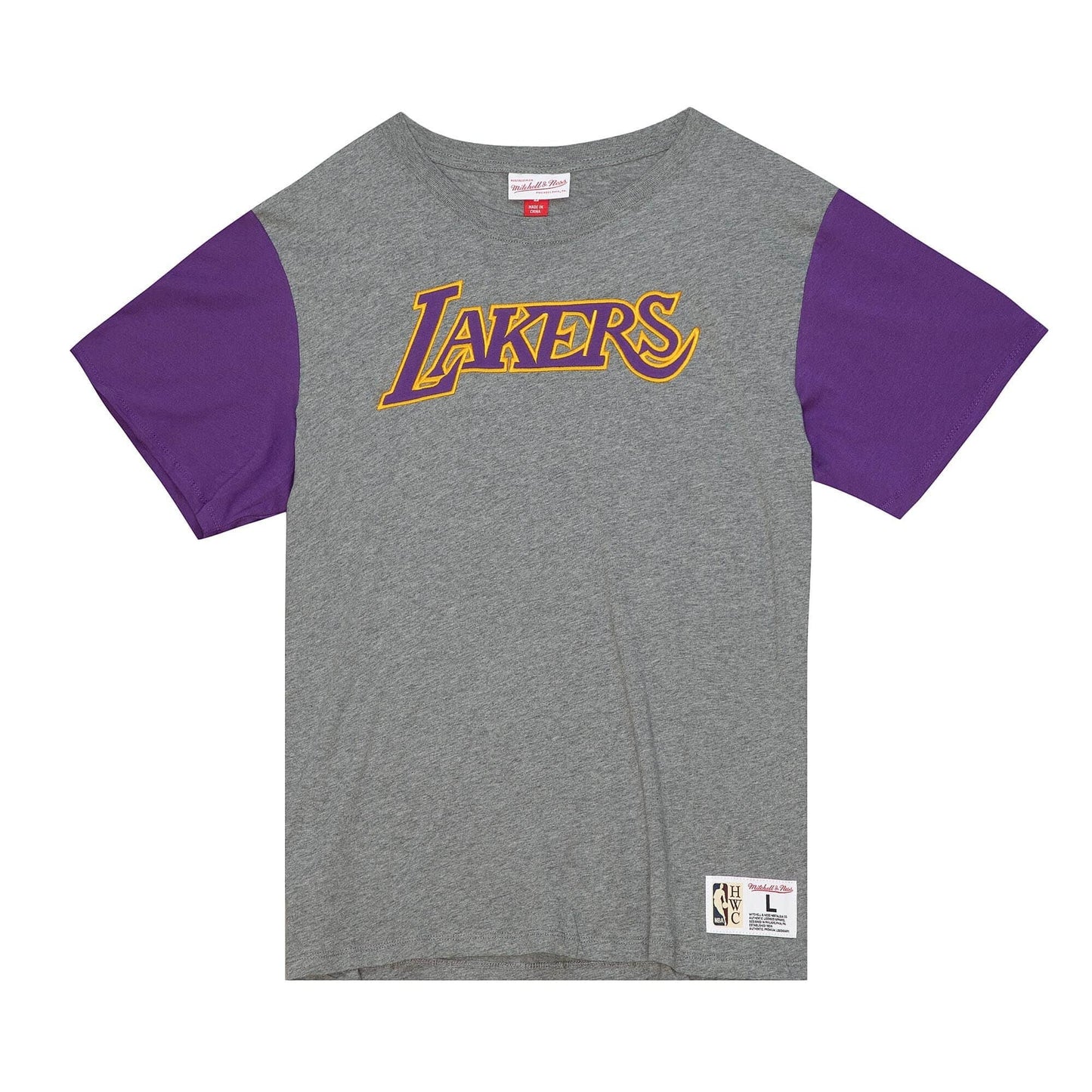 Mitchell & Ness NBA Color blocked S/S Tee LOS ANGELES LAKERS Grey Heather