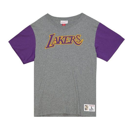 Mitchell & Ness NBA Color blocked S/S Tee LOS ANGELES LAKERS Grey Heather