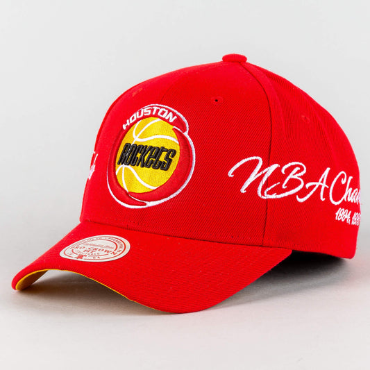 Mitchell & Ness CHAMP WRAP PRO SNAPBACK HWC HOUSTON ROCKETS Red