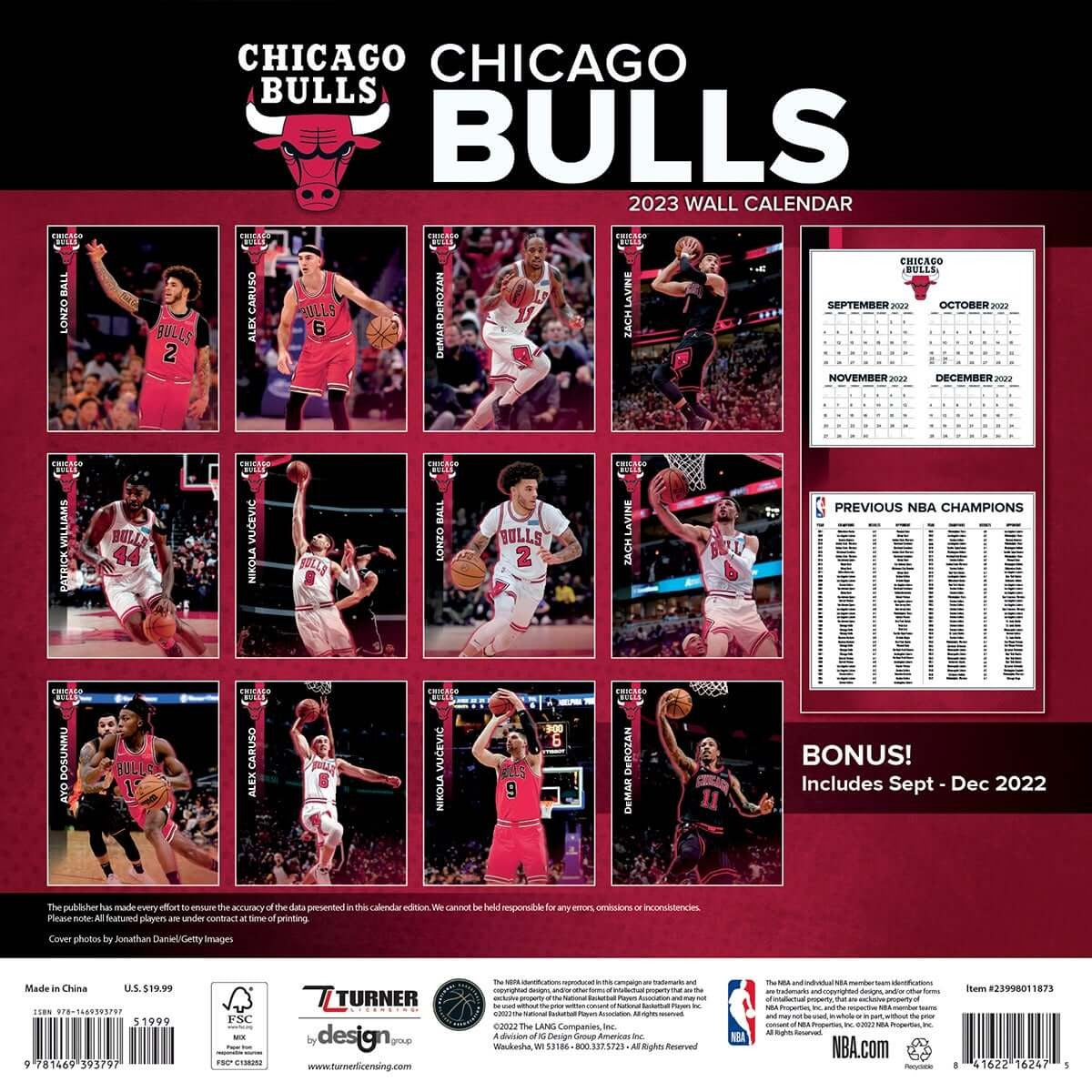 Chicago Bulls - NBA - 2023 (30x60 cm) Team Wall Calendar