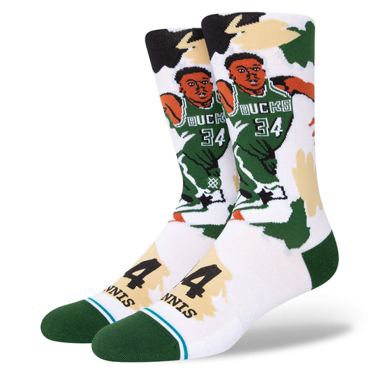 Ponožky Stance NBA Paint Giannis Antetokounmpo 34 - Milwaukee Bucks biele