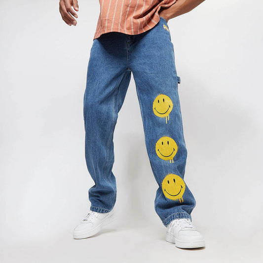 Karl Kani Small Signature Baggy Smiley Workwear Denim vintage mid blue