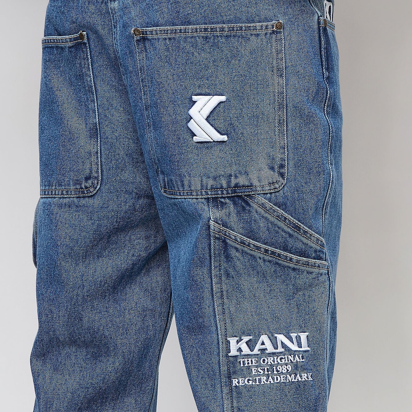 Karl Kani Small Signature Baggy Smiley Workwear Denim vintage mid blue