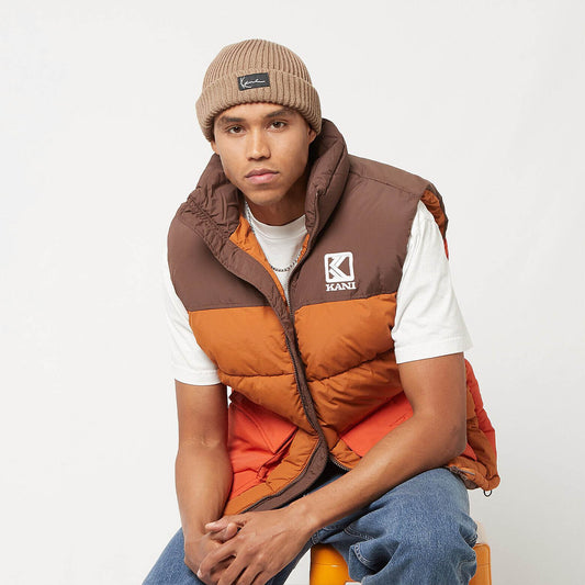 Karl Kani KK OG Block Puffer Vest dark orange/sand/brown
