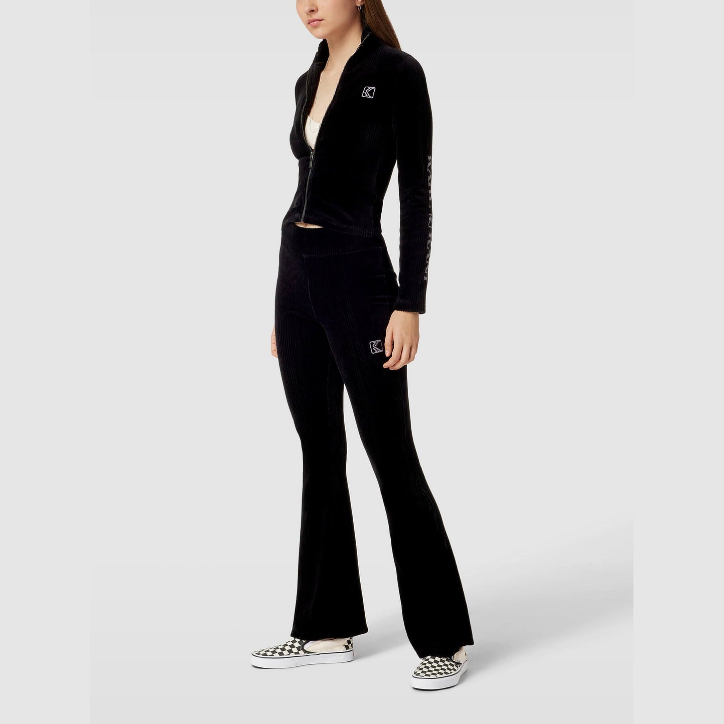 Dámske tepláky Karl Kani KK OG Corduroy Slit Flared Pants čierne