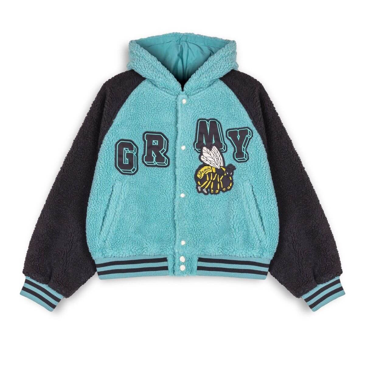 Grimey Wear Hive Sherpa Hood Button Girl Sweatshirt Blue