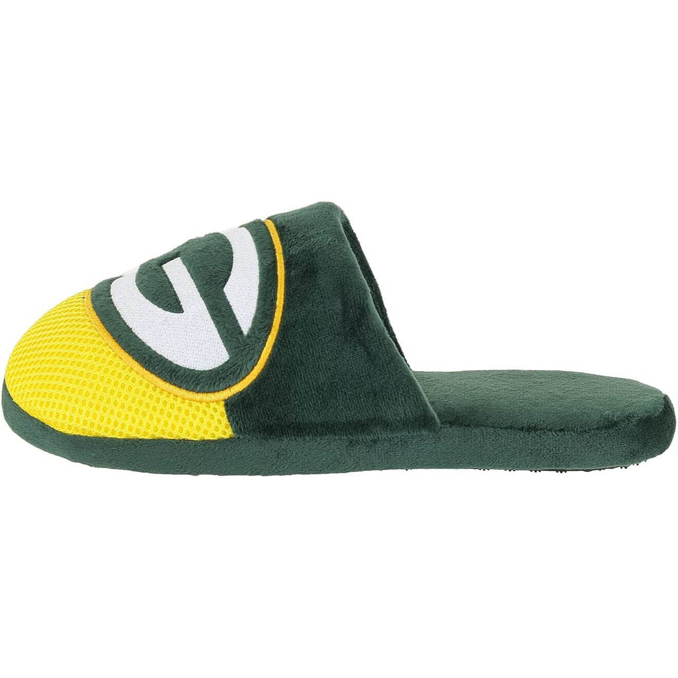 FOCO Green Bay Packers - NFL - Mens Team Stripe Slipper - Green/Yellow