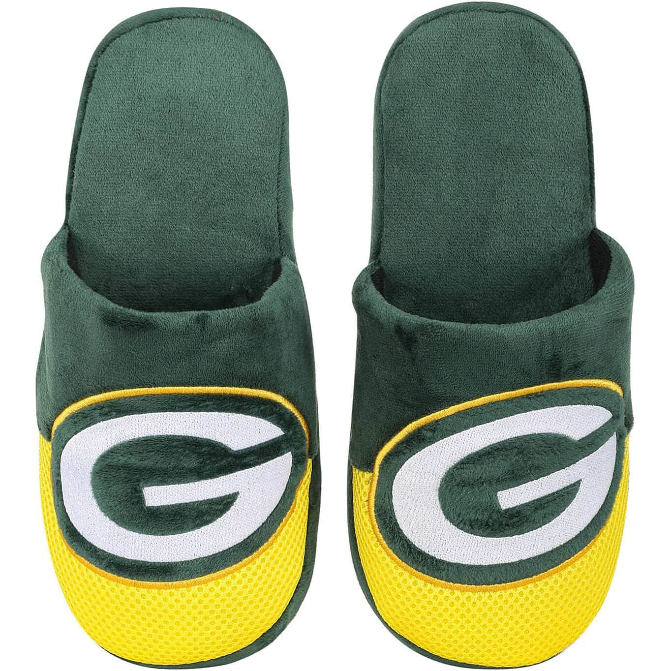FOCO Green Bay Packers - NFL - Mens Team Stripe Slipper - Green/Yellow