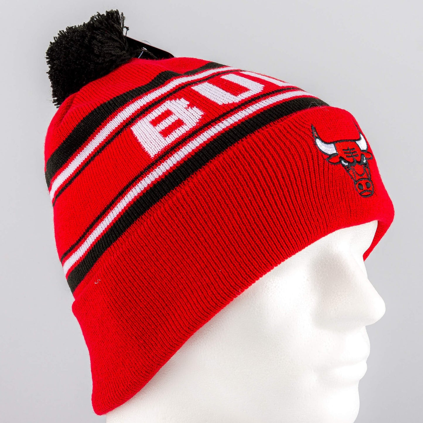 Outer Stuff Jacquard Cuffed Knit With Pom - Youth Os Chicago Bulls Red/White/Black