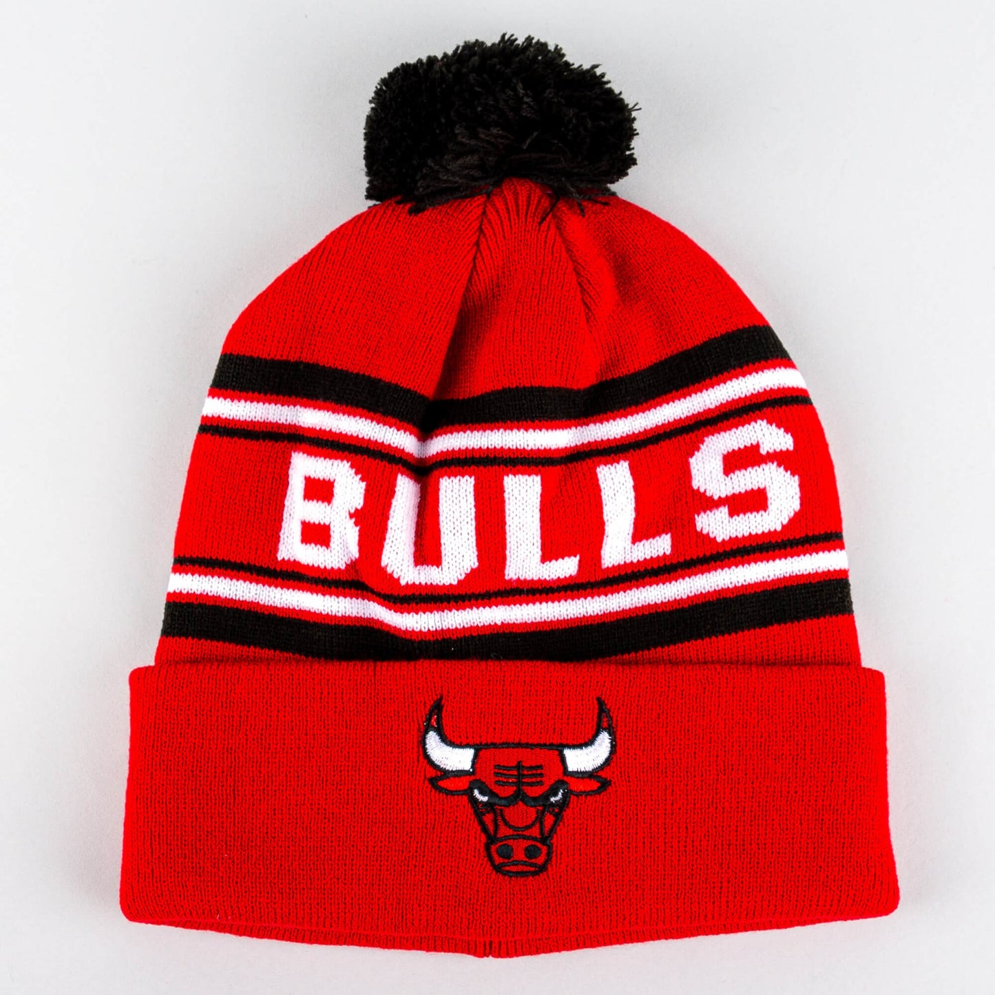 Outer Stuff Jacquard Cuffed Knit With Pom - Youth Os Chicago Bulls Red/White/Black