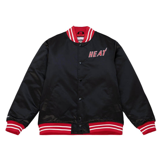 Pánska bunda bomber Mitchell & Ness NBA Heavyweight Satin Jacket Miami Heat čierna