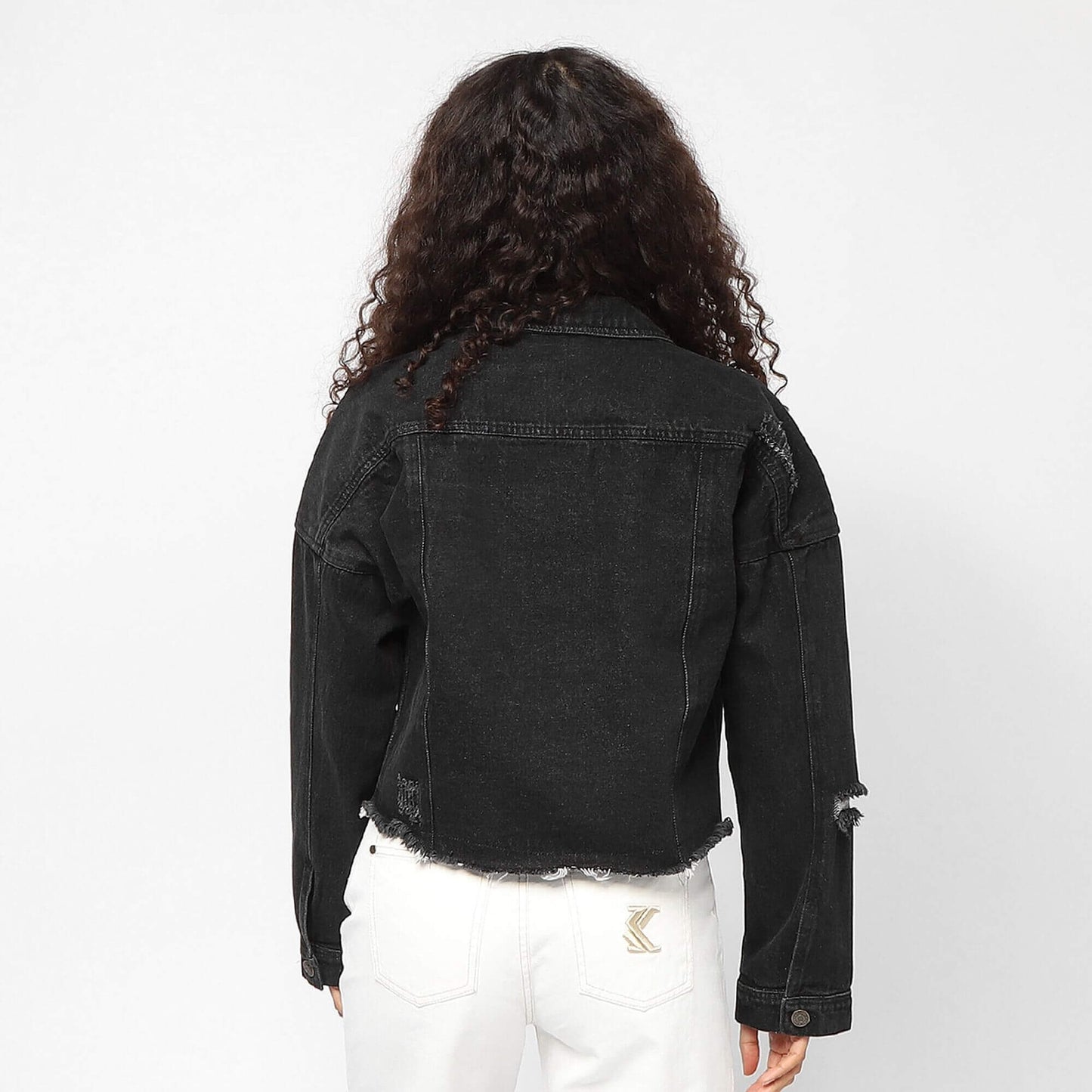 Karl Kani Retro Distroyed Denim Short Jacket anthracite
