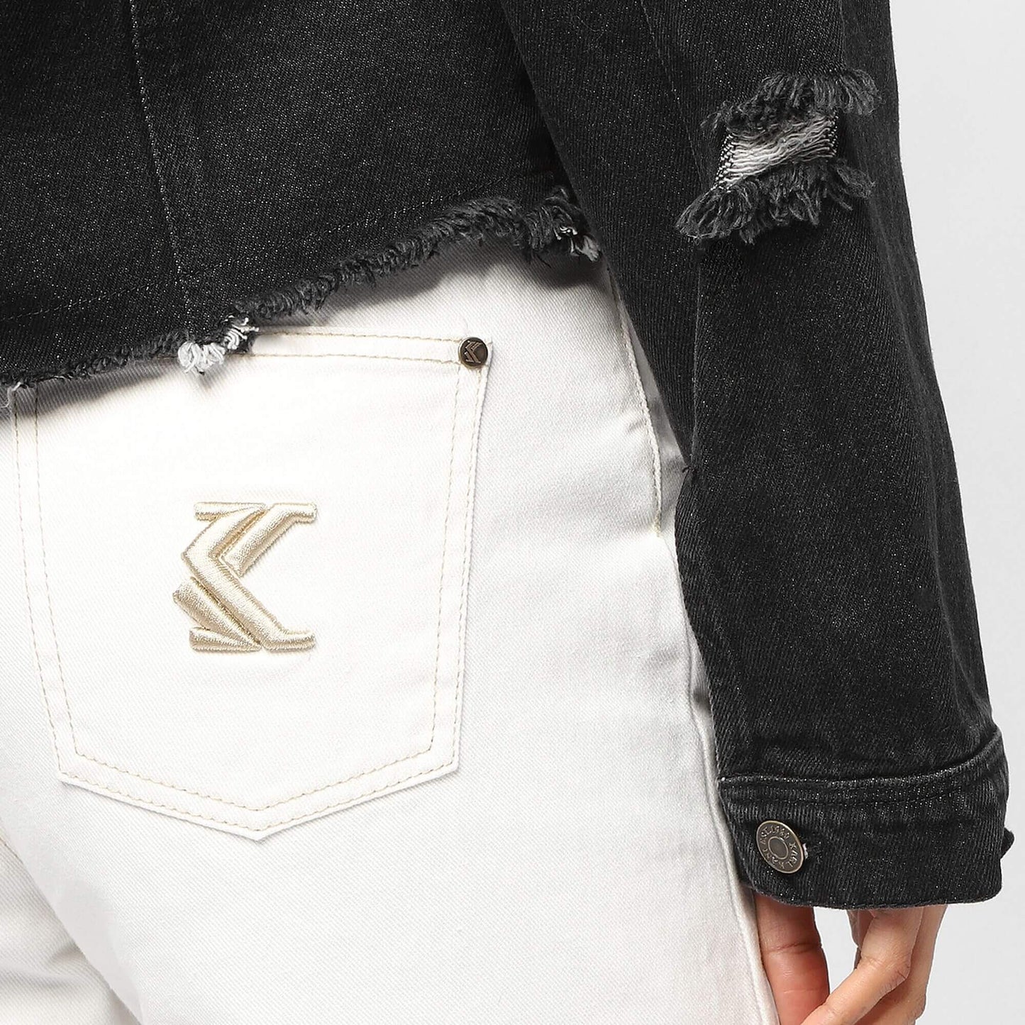 Karl Kani Retro Distroyed Denim Short Jacket anthracite