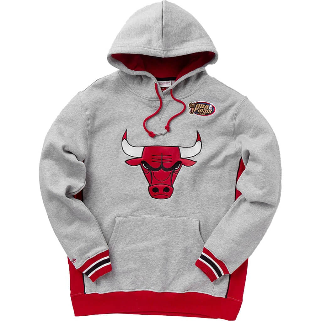 Mikina s kapucňou Mitchell & Ness NBA Pinnacle Heavyweight Fleece Hoody CHICAGO BULLS šedá