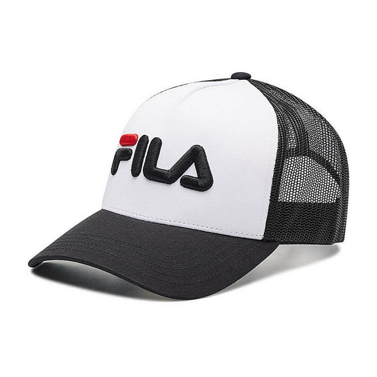 Fila BEPPU TRUCKER CAP linear logo snap back Black Beauty-Bright White