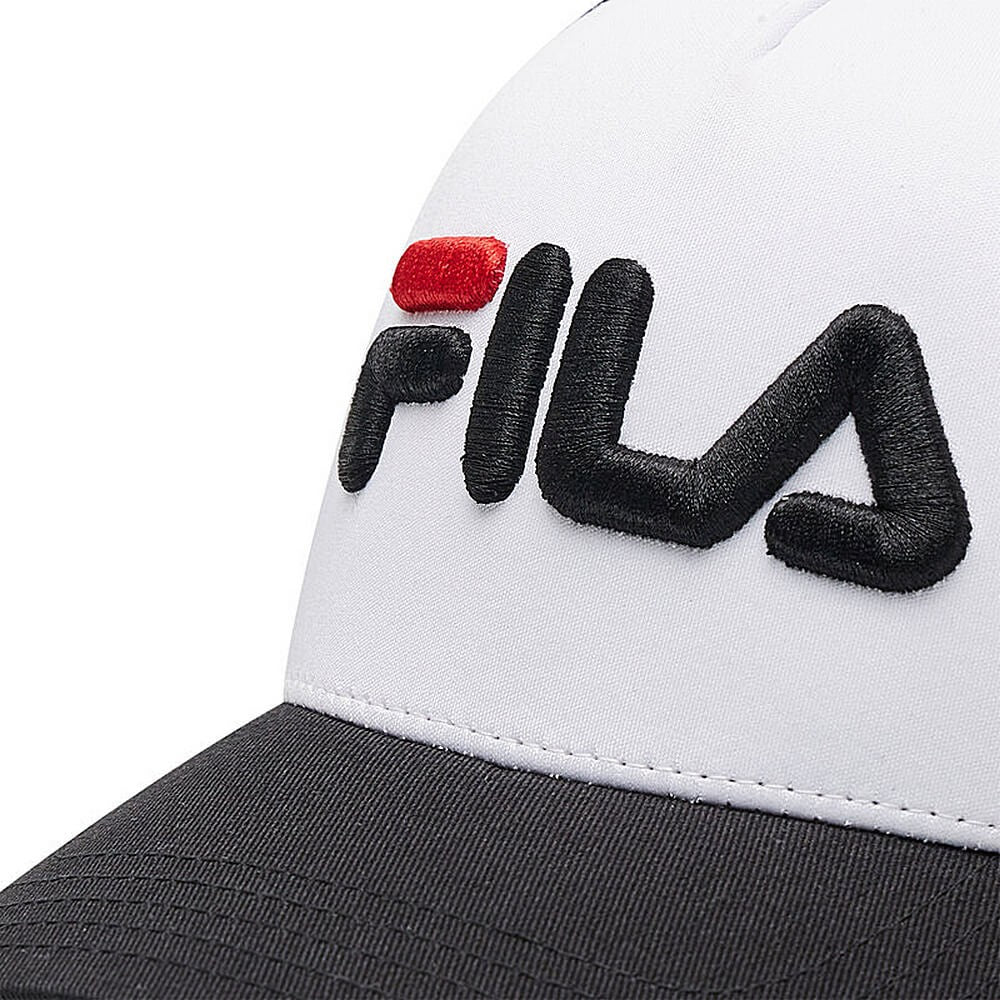Fila BEPPU TRUCKER CAP linear logo snap back Black Beauty-Bright White