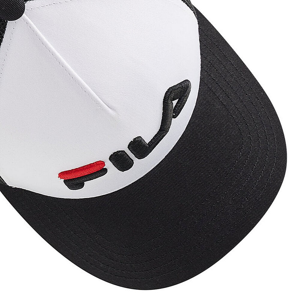 Fila BEPPU TRUCKER CAP linear logo snap back Black Beauty-Bright White