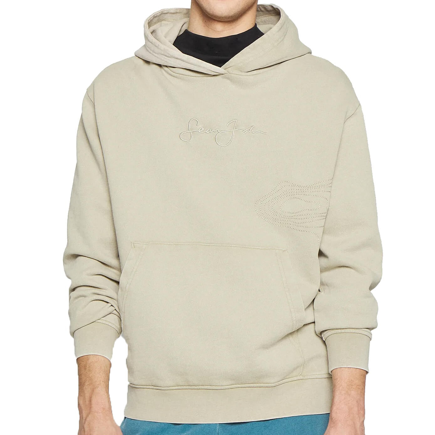 Sean John Script Logo Washed Embroidery Hoodie Light Green